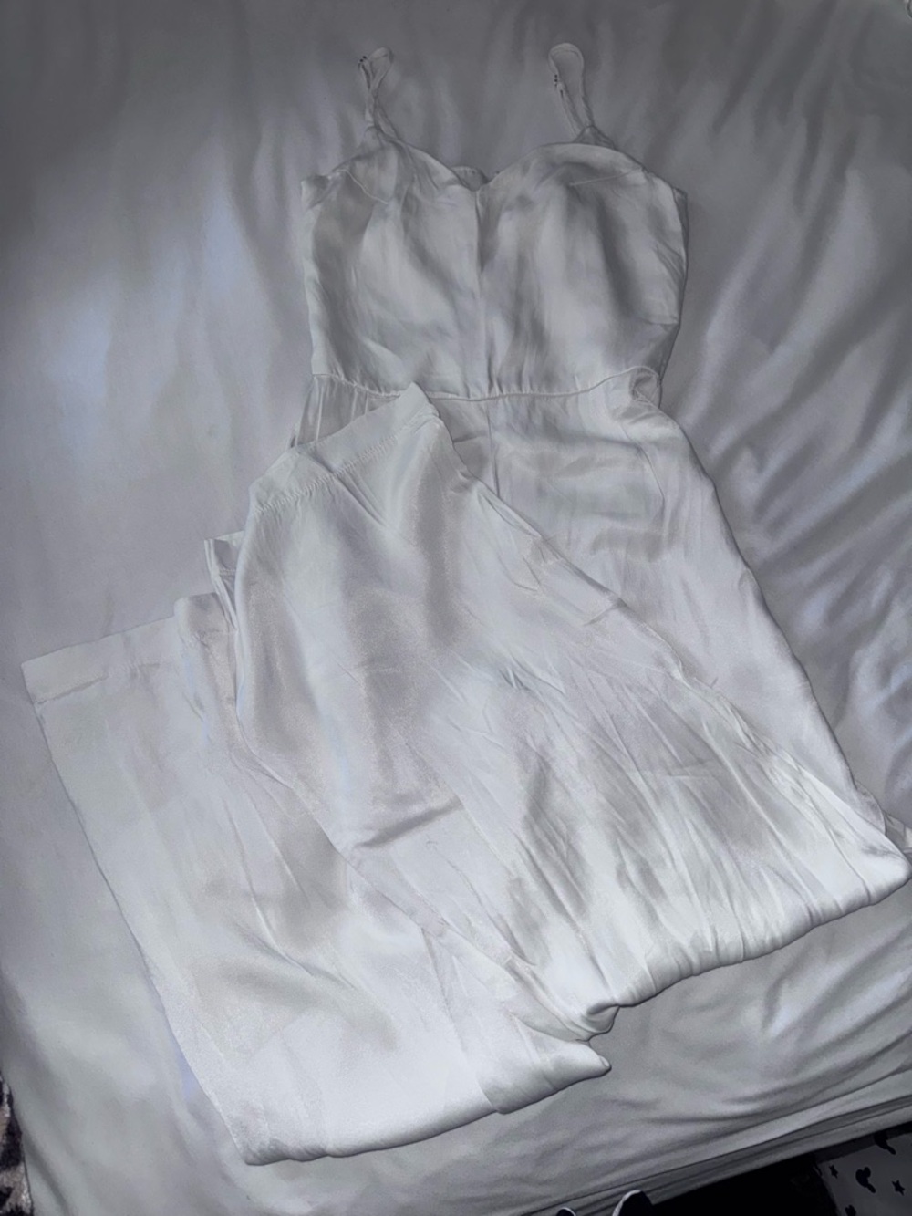 H&M Elegant White Satin Slip jumpsuit